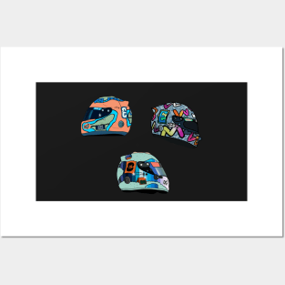 Daniel Ricciardo Helemt Trio Posters and Art